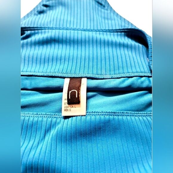 NEXT 2-pc Women's L Ribbed Racerback Swim Top Tank + High Waist Bikini Blue NWT - Picture 7 of 10